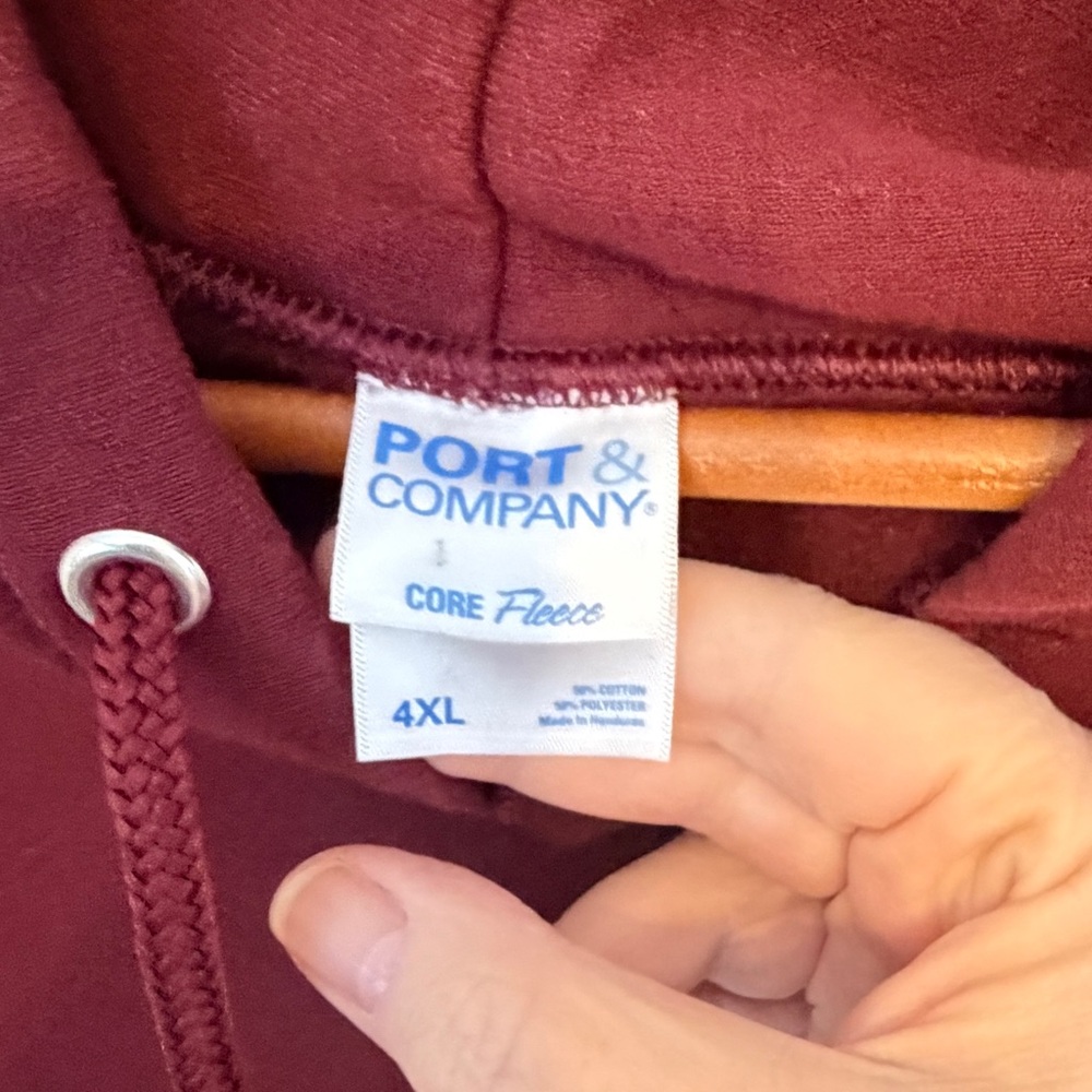Maroon Full-Zip Hoodie and Peach Henley waffle shirt. Roomie 4x - Picture 4 of 7